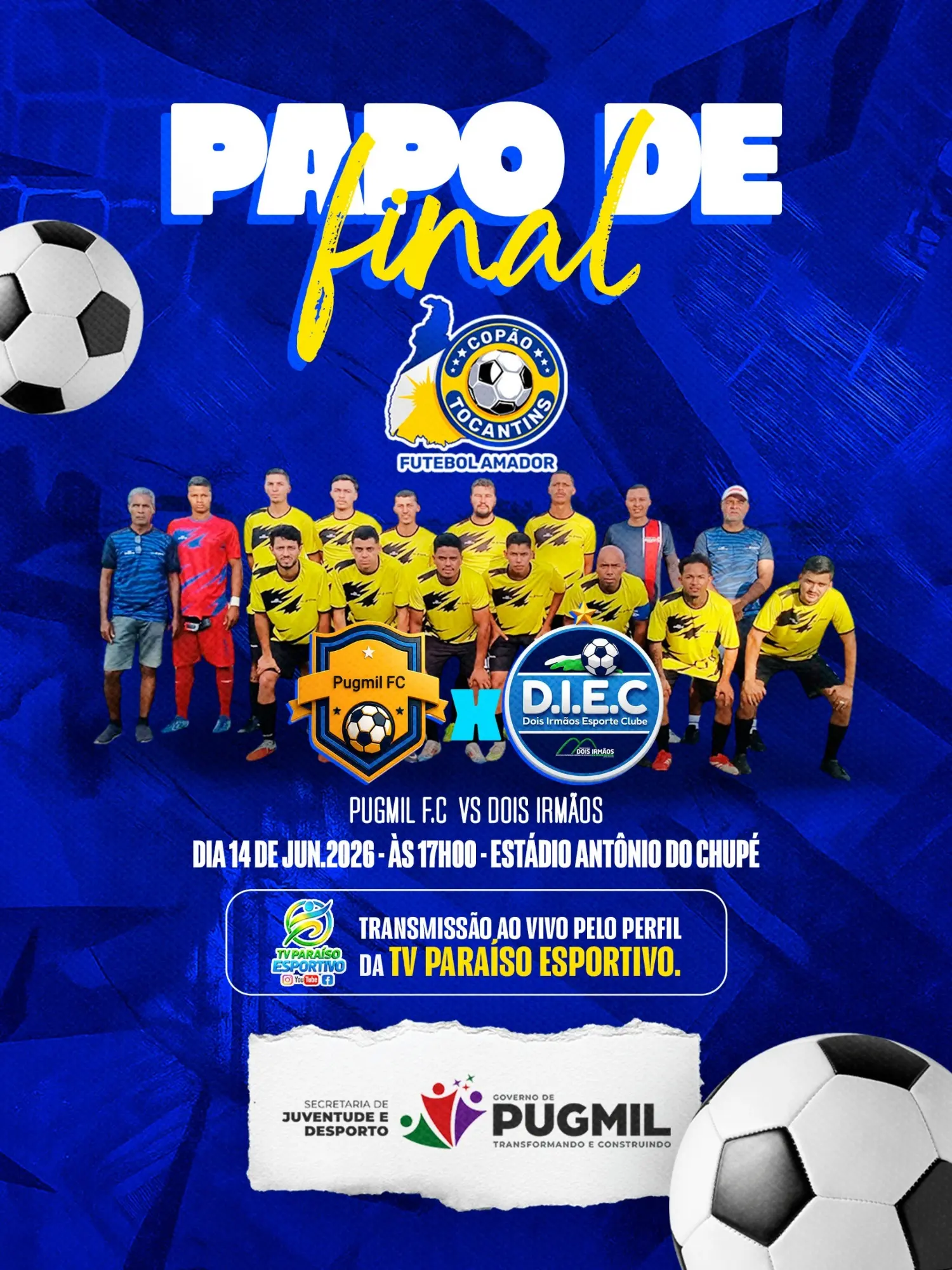 Pugmil F.C. e Dois Irmãos fazem duelo decisivo pelo Copão Tocantins 2026